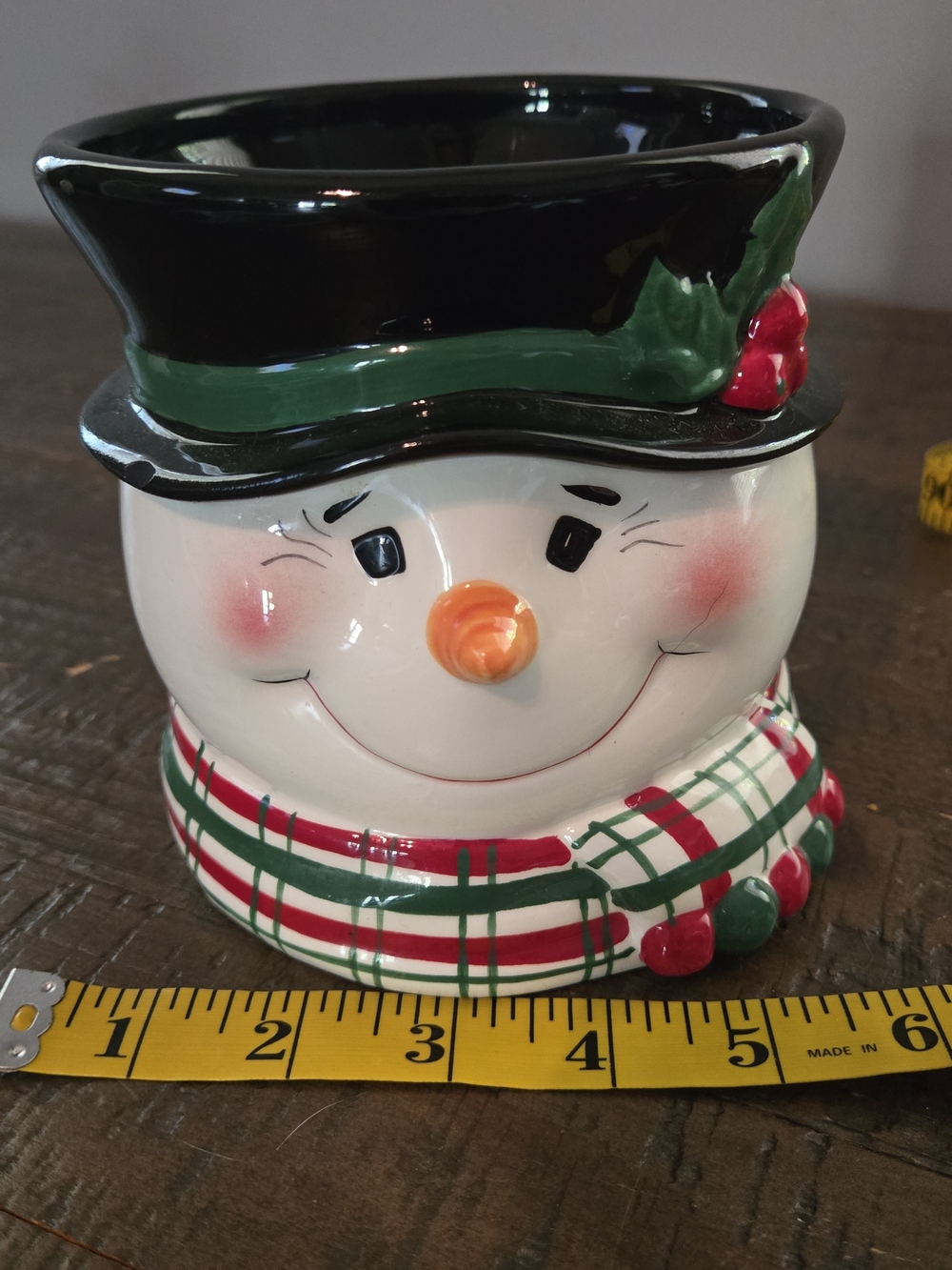 Vintage FTD Snowman Ceramic Planter Christmas Holiday Floral Container 6”